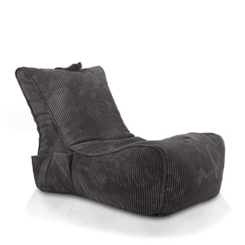 Ecopuf Flavio - Sitzsack Cord Sessel Mit Füllung Chaiselongue - Indoor Beanbag aus Velvet - Sitzsäcke für relaxtes Sitzen & Liegen - Sitzsack Sessel mit Tasche und Griff - 80x50x60 cm von Ecopuf