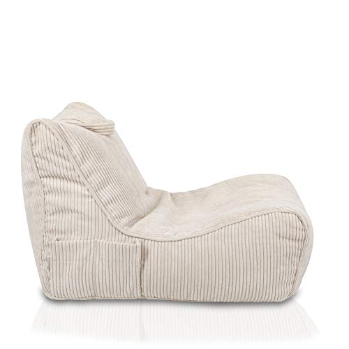 Ecopuf Flavio - Sitzsack Wohnzimmer - Sitzpouf Samt - Weicher Sack Pouf mit Tasche und Griff, gepolstert - Entspannungssessel - Strickhocker - Wohnungseinrichtung - Creme Weiß Sz03 von Ecopuf