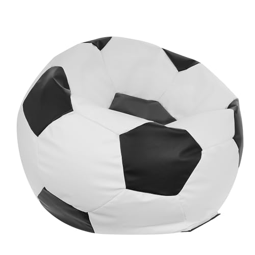 Ecopuf Sitzsack Ball - Bean Bag Ball - Sitzsäcke fur Gaming Sack - Zubehör für Fussball Kinderzimmer - Öko-Leder - 90x55cm, Schwarz E14 von Ecopuf