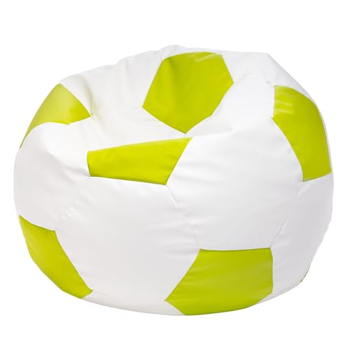 Ecopuf Football - Sitzsack Fussball Größe M 65X45 cm Ideal für Kinder & Erwachsene - Fußball-Sitzsack aus Kunstleder - Sitzkissen Fußball Gefüllt mit Polystyrol (PS) Sitzkissen Gaming Sessel von Ecopuf