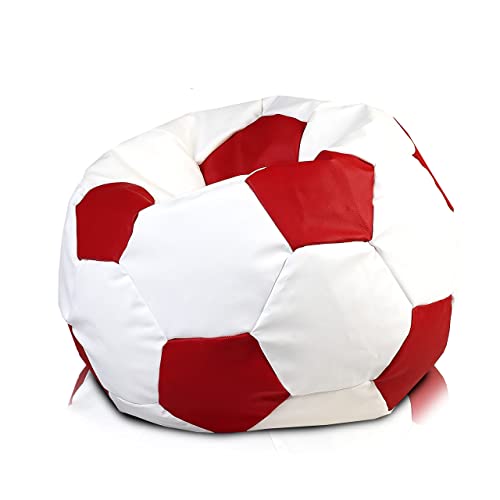 Ecopuf Football | Sitzsack Fussball Größe M 65X45 cm Ideal für Kinder & Erwachsene | Fußball-Sitzsack aus Kunstleder | Sitzkissen Fußball Gefüllt mit Polystyrol (PS) Sitzkissen Gaming Sessel von Ecopuf