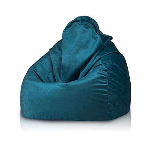 Ecopuf Fuzzy - Sitzsack Pouf Sessel Sack aus Mikrofaser - Hocker zum Sitzen - Puff Sessel Relax - Pouf Sack mit Polystyrolkugelpolsterung - Wohnungseinrichtung - 80x110 cm - Türkis A6 von Ecopuf