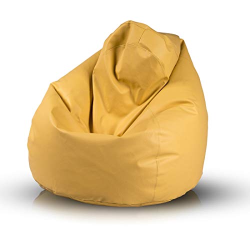 Ecopuf Fuzzy Sitzsack aus Kunstleder, gepolstert, mit doppeltem Reißverschluss, auslaufsicher, 80 x 110 cm von Ecopuf