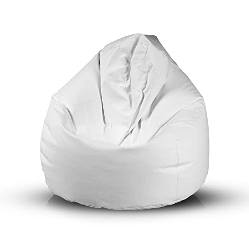 Ecopuf Fuzzy – Sitzsack aus weichem Kunstleder – für den Innenbereich – reißfest, schmutzabweisend – Polystyrol-Füllung – Sessel mit doppeltem Reißverschluss von Ecopuf
