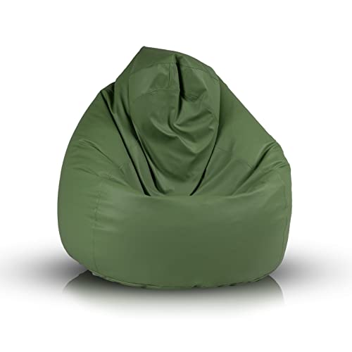 Ecopuf Fuzzy – Sitzsack aus weichem Kunstleder – für den Innenbereich – reißfest, schmutzabweisend – Polystyrol-Füllung – Sessel mit doppeltem Reißverschluss von Ecopuf