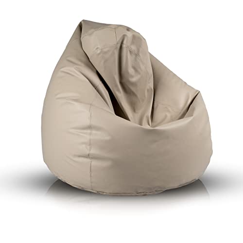 Ecopuf Fuzzy – Sitzsack aus weichem Kunstleder – für den Innenbereich – reißfest, schmutzabweisend – Polystyrol-Füllung – Sessel mit doppeltem Reißverschluss von Ecopuf