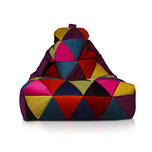 Ecopuf - Keiko Patchwork Pouf Sessel Outdoor - Sitzsack Styroporkugeln - Robuster Stoffsack - Entspannungssessel - Wohnungseinrichtung - Sessel Größe M - 100x80x85cm, Violett A46 Ecopuf - Keiko Patchwork Pouf Sessel Outdoor - Sitzsack Styroporkugeln - Robuster Stoffsack - Entspannungssessel - Wohnungseinrichtung - Sessel Größe M - 100x80x85cm, Violett A46 von Ecopuf