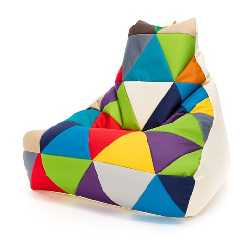 Ecopuf - Keiko Patchwork Pouf Sessel Outdoor - Sitzsack Styroporkugeln - Wasserfester Stoffsack - Entspannungssessel - Wohnungseinrichtung - Sessel Größe M - 100x80x85cm, Mischung/Sahne Ecopuf - Keiko Patchwork Pouf Sessel Outdoor - Sitzsack Styroporkugeln - Wasserfester Stoffsack - Entspannungssessel - Wohnungseinrichtung - Sessel Größe M - 100x80x85cm, Mischung/Sahne von Ecopuf