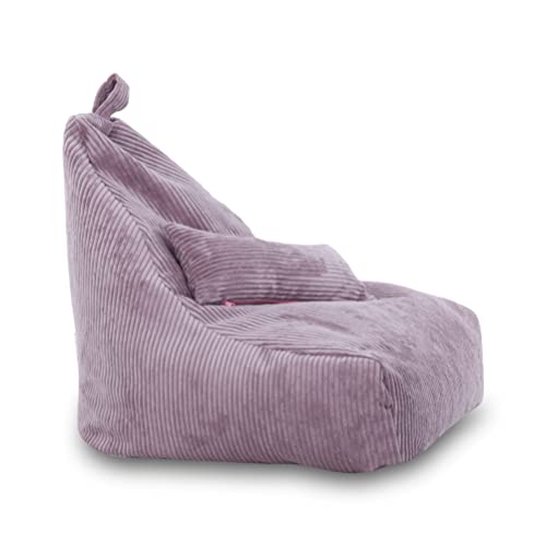 Ecopuf Keiko | Sitzsack Cord Sessel Größe S 75x75x70Cm Mit Füllung | Indoor Beanbag aus Velvet | Sitzsäcke für relaxtes Sitzen & Liegen | Sitzsack Sessel mit Griff und Kissen von Ecopuf