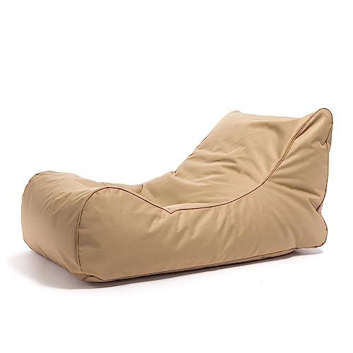 Ecopuf Master Sitzsack Outdoor Sonnenliege Chaise Longue XL Farbe Beige Beanbag mit Seitliche Aufbewahrungstasche Chaiselongue Wasserfestes mit Füllung Dim 115X65X60 cm von Ecopuf