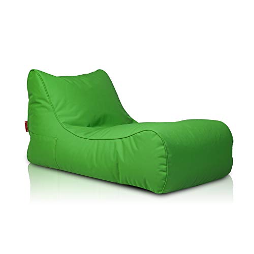 Ecopuf Master Sitzsack Outdoor Sonnenliege Chaise Longue XL Farbe GRÜN Beanbag mit Seitliche Aufbewahrungstasche Chaiselongue 100% Waterproof mit Füllung Dim 115X65X60 cm von Ecopuf