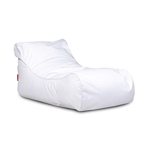 Ecopuf Master Sitzsack Outdoor Sonnenliege Chaise Longue XL Farbe Weiß Beanbag mit Seitliche Aufbewahrungstasche Chaiselongue Wasserfestes mit Füllung Dim 115X65X60 cm von Ecopuf