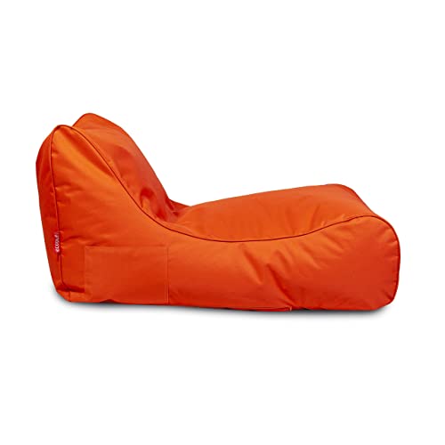 Ecopuf Master Sitzsack Outdoor Sonnenliege Chaise Longue XL Farbe Orange Beanbag mit Seitliche Aufbewahrungstasche Chaiselongue Wasserfestes mit Füllung Dim 115X65X60 cm von Ecopuf