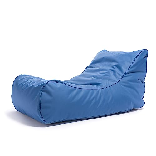 Ecopuf Master Sitzsack Outdoor Sonnenliege Chaise Longue XL Farbe Avio Beanbag mit Seitliche Aufbewahrungstasche Chaiselongue Wasserfestes mit Füllung Dim 115X65X60 cm von Ecopuf