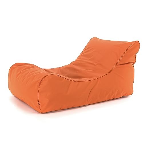 Ecopuf Master Sitzsack Outdoor Sonnenliege Chaise Longue XL Farbe DUNKELORANGE Beanbag mit Seitliche Aufbewahrungstasche Chaiselongue 100% Waterproof mit Füllung Dim 115X65X60 cm von Ecopuf