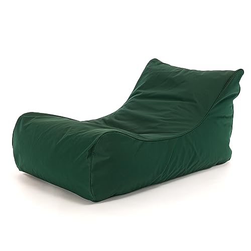 Ecopuf Master Sitzsack Outdoor Sonnenliege Chaise Longue XL Farbe FLASCHENGRÜN Beanbag mit Seitliche Aufbewahrungstasche Chaiselongue 100% Waterproof mit Füllung Dim 115X65X60 cm von Ecopuf