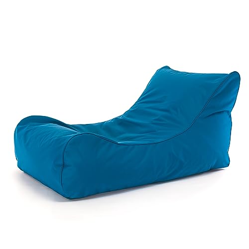 Ecopuf Master Sitzsack Outdoor Sonnenliege Chaise Longue XL Farbe Azure Beanbag mit Seitliche Aufbewahrungstasche Chaiselongue 100% Waterproof mit Füllung Dim 115X65X60 cm von Ecopuf