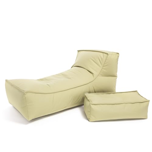 Ecopuf Outdoor Sitzsack Relaxliege Camel – wetterfester Sitzsack Sessel mit Abnehmbarer Kopfstütze – UV-resistenter Bean Bag – für drinnen und draußen von Ecopuf