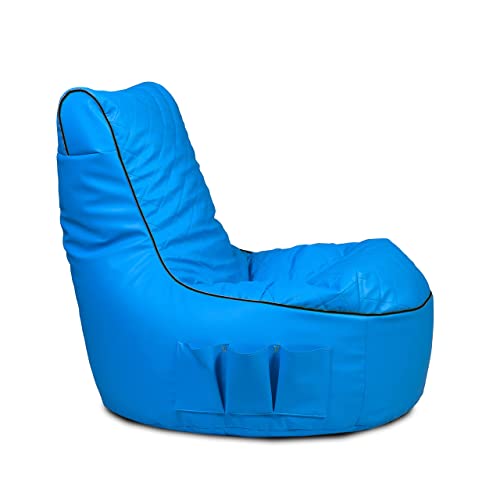 Ecopuf Gaming Sitzsack Pablo aus Kunstleder mit EPS-Perlenfüllung – für Erwachsene & Kinder, ideal zum Zocken & Entspannen, für Innen – Sitzbreite: 77 cm, Rückenlehne: 84 cm – Farbe: Hellblau von Ecopuf