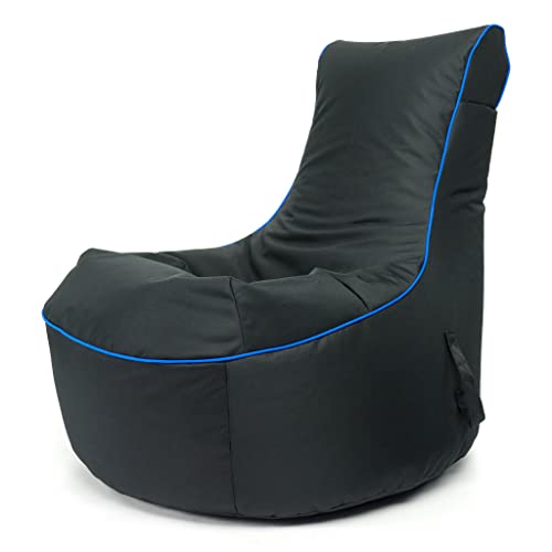 Gaming Sitzsack Pablo aus Polyester – für Erwachsene & Kinder, zum Zocken und Entspannen, Indoor und Outdoor – Füllung: EPS-Perlen, Sitzbreite: 77 cm, Rückenlehne: 84 cm – Farbe: Schwarz von Ecopuf