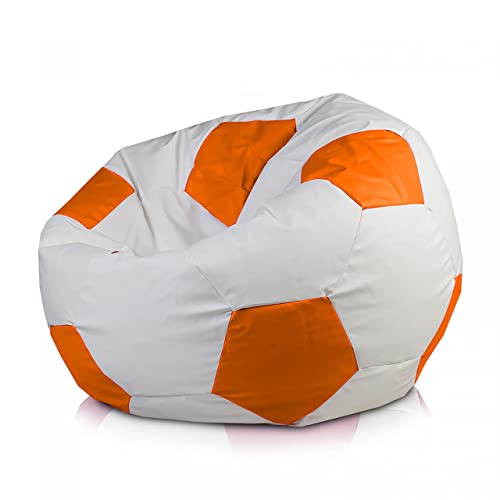 Ecopuf Football | Sitzsack Fussball Größe L 90X55 cm Ideal für Kinder & Erwachsene | Fußball-Sitzsack aus Kunstleder | Sitzkissen Fußball Gefüllt mit Polystyrol (PS) Sitzkissen Gaming Sessel von Ecopuf