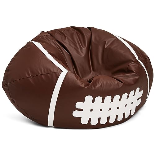 Ecopuf Rugby | Sitzsack Fussball in Form eines amerikanischen Fußballballs aus Kunstleder, Größe XL, Sitzsack mit Polsterung, Sitzsack mit Doppelreißverschluss, 130 x 60 cm von Ecopuf
