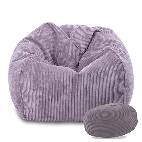 Ecopuf Sakwa | Sitzsack Cord Flauschig komplett mit Fußstütze | Sitzsack Sessel mit Polystyrol Füllung | Sitzsack Sofa für Entspannen, Gaming, Lesen | Sitzsäcke für Erwachsene und Kinder von Ecopuf