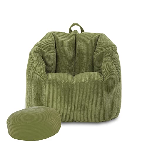 Ecopuf Simone – Sitzsack Cord komplett mit Fußstütze und Griff | Sitzsack Sessel mit Polystyrol Füllung | Sitzsack Sofa für Entspannen, Gaming, Lesen | Sitzsäcke für Erwachsene und Kinder von Ecopuf