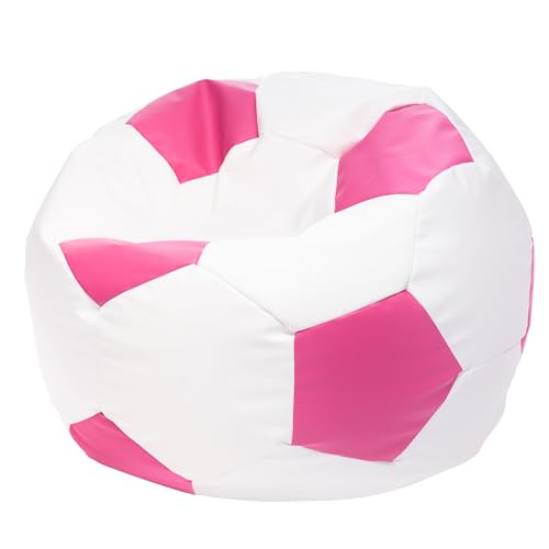 Ecopuf Sitzsack Ball - Bean Bag Ball - Sitzsäcke fur Gaming Sack - Zubehör für Fussball Kinderzimmer - Öko-Leder - 65x45cm, Rosa E5 von Ecopuf