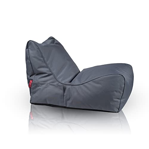 Ecopuf - Pouf Sessel Outdoor Chaise Longue - Sitzsack mit Staufach und Griff - Robuster Stoffsack - Entspannungssessel - Wohnungseinrichtung - Grau Nc16 von Ecopuf