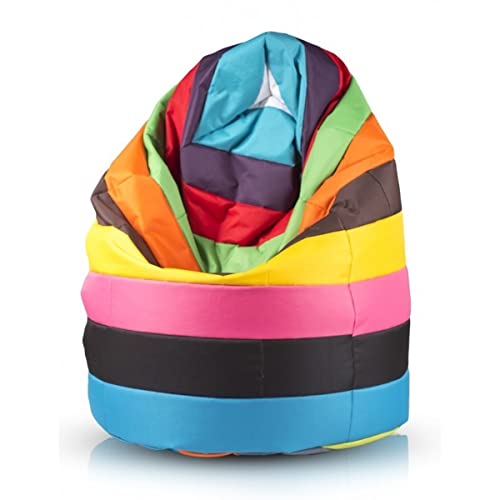 Ecopuf Sitzsack L Streifen - Outdoor und Indoor Kunstleder Bean-Bag mit Anti-Verlust Reißverschluss - 70x110 cm von Ecopuf