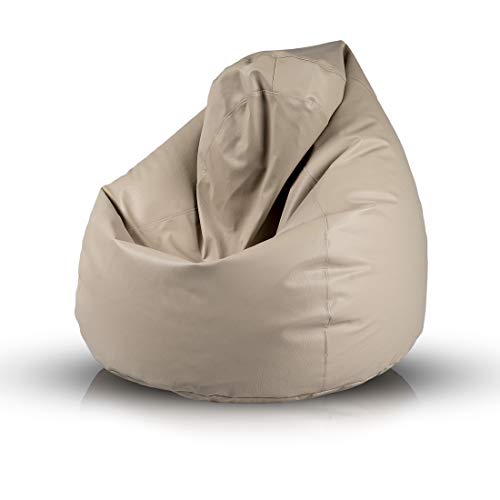 Ecopuf Sitzsack aus Kunstleder mit Füllmaterial EPS Perlen, etterfest Sofa XXL Kindersessel Erwachsene Sessel Hocker Pouf Kinderzimmer Gaming Sitzhocker 85x135 cm von Ecopuf