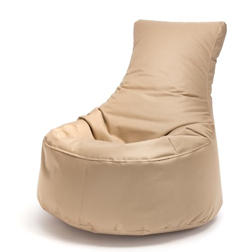 Ecopuf - Sitzsack mit hoher Rückenlehne aus Polyester - Füllung aus Polystyrolkugeln - Schlumpf zum Sitzen geeignet für Außen- und Innenräume - Große Größe 85 x 80, Farbe Beige von Ecopuf