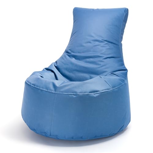 Ecopuf - Sitzsack mit hoher Rückenlehne aus Polyester - Füllung aus Polystyrolkugeln - Schlumpf zum Sitzen geeignet für Außen- und Innenräume - Große Größe 85 x 80, Farbe Kobaltblau von Ecopuf