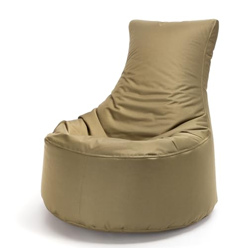 Ecopuf - Sitzsack mit hoher Rückenlehne aus Polyester - Füllung aus Polystyrolkugeln - Schlumpf zum Sitzen geeignet für Außen- und Innenräume - Große Größe 85 x 80, Farbe Sand von Ecopuf