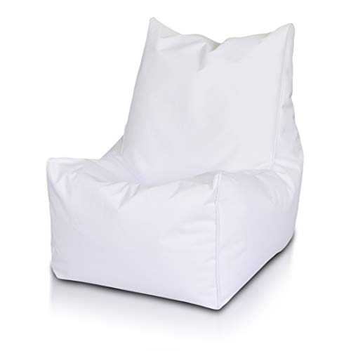 Ecopuf Solid Hochwertiger Sitzsack Sitzkissen aus Polyester 82 x 60 cm - Kissen Lounge Sessel für Erwachsene und Kinder - Gemütlicher und hochwertiger Hängesessel LEERER Pouf Weiß NC3 von Ecopuf