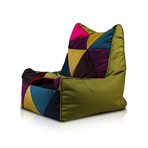 Ecopuf Solid | Sitzsack Patchwork Design | Sitzsack aus Mikrofaser mit hoher Rückenlehne | Sitzsack Relax 75 x 75 cm von Ecopuf