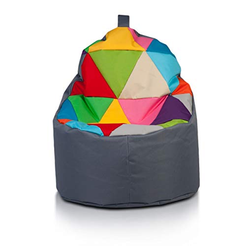 Ecopuf Yoko Mix Sitzsack Patchwork - Tragbare Beanbag aus Polyester mit Anti-Verlust Reißverschluss von Ecopuf