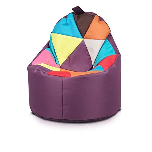 Ecopuf Yoko Mix Sitzsack Patchwork - Tragbare Beanbag aus Polyester mit Anti-Verlust Reißverschluss von Ecopuf