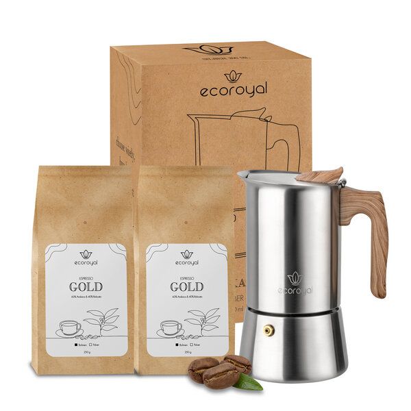 Ecoroyal Espressokocher Set + 500g Espressobohnen Gold von Ecoroyal