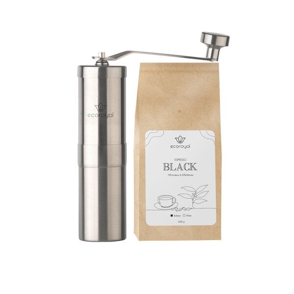 Ecoroyal Kaffeemühle manuell + 1kg Bohnen von Ecoroyal