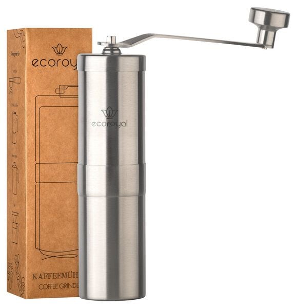Ecoroyal Kaffeemühle manuell mit Kegelmahlwerk I Präzise Mahlgradeinstellung stufenlos I für Espresso bis French Press von Ecoroyal