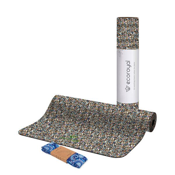 Ecoroyal Yogamatte aus Kork + Tragegurt I recyceltem Schuhgummi I Korkmatte aus Portugal von Ecoroyal