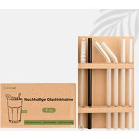Glas Strohhalm | Wiederverwendbar Trinkhalme 9 Stück 2 Plastikfreie Reinigungsbürsten+ Eco Beutel Spülmaschinenfest von Ecoroyal