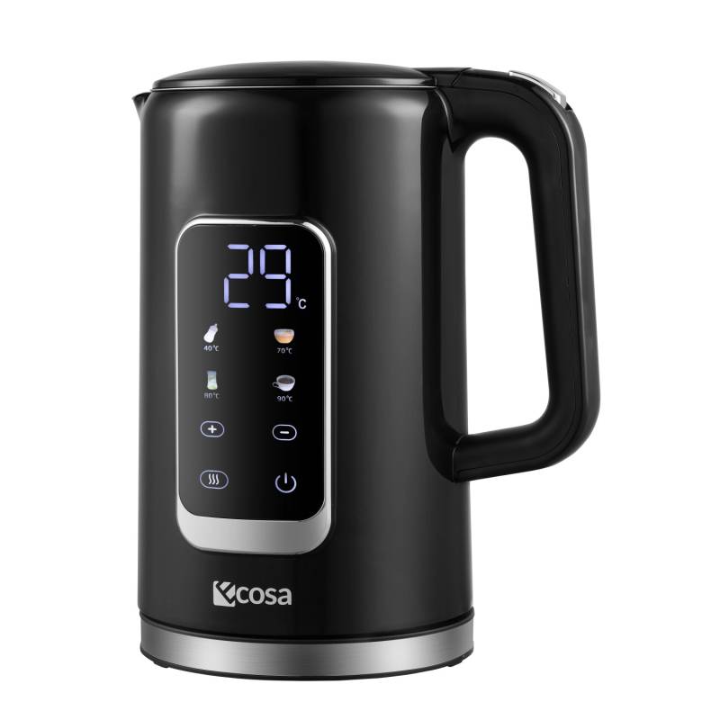 Ecosa EO-693 Wasserkocher schwarz mit Temperatureinstellung 1,7 L von Ecosa