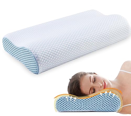 Ecosafeter 2024 neues Upgrade Memory Foam Kopfkissen Orthopädisches Nackenstützkissen für Seiten- und Rückenschläfer Bambus Bezug Ergonomisches Nackenkissen für HWS von Ecosafeter