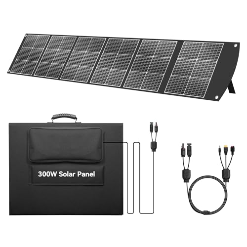 Ecosonique 300W Faltbar Solarpanel DC/QC 3.0 USB-A & USB-C Tragbares Solarpanel Ladegerät mit abnehmbarem Power Hub, IP67 Wetterfeste Faltbares Folarmodul für Camping, Outdoor von Ecosonique Technology
