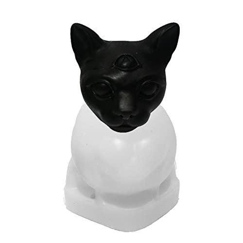 Ecoticfate Katzenkopf-Kerzenformen aus Silikon - 3 Augen Katzenkopf Seifenform,3D-Katzen-Kerzenform, handgefertigte Pralinenform für Zuhause, Wohnzimmer, Schlafzimmer, Halloween-Dekorationen von Ecoticfate