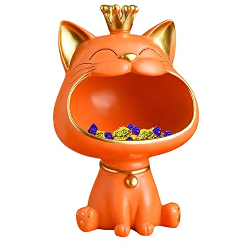 Katzen Aufbewahrung, Lachende Katze Figuren Statue,Großer Mund Katze Aufbewahrungsbox,Maneki Neko Fortune Cat Skulptur,Glückliche Katzen Lagerung Box,Kätzchen Schlüssel Schale,Schmuck Tablett von Ecoticfate