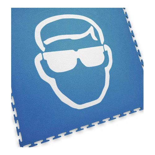 Ecotile 13.238 Bodenmarkierungsfliese mit Logo Augenschutz, 500mm x 500mm, Blau von Ecotile
